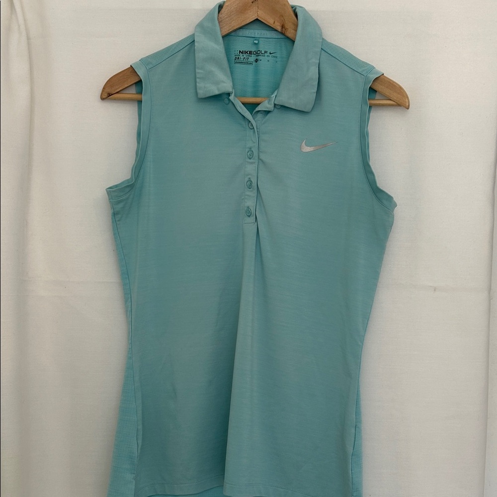 Nike Women's Sleeveless Button Down Shirt - Light Blue